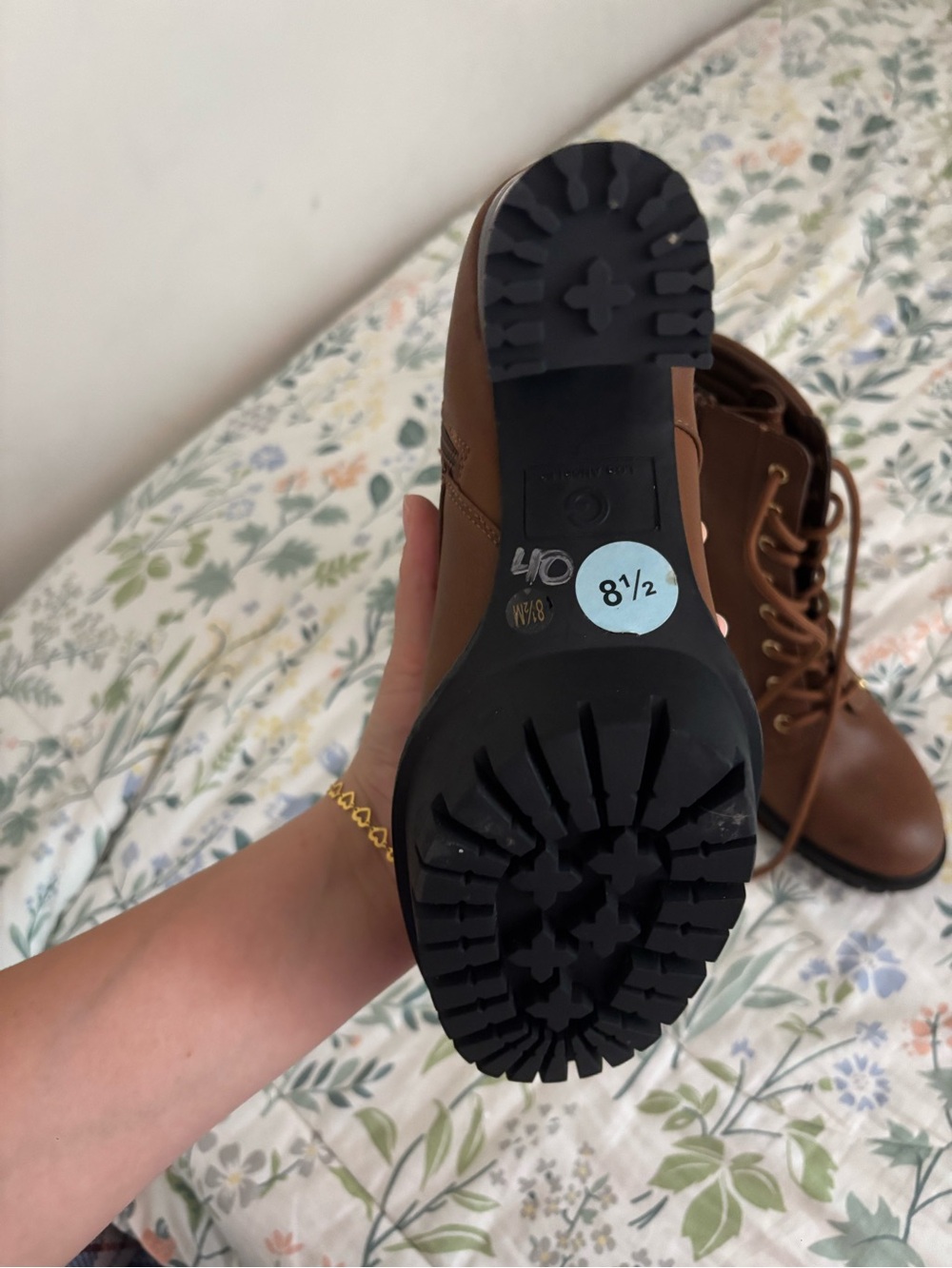 G by Guess Tan Brown Lace-Up Chunky Heel Ankle Boots - Picture 3 of 4